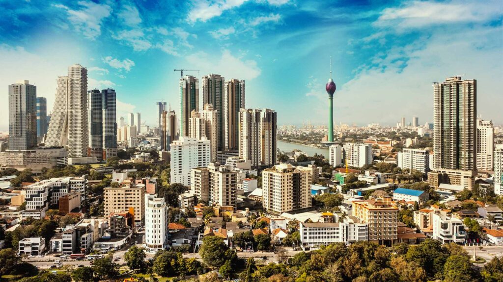 Cityscape of Colombo on a sunny day. Aerial view