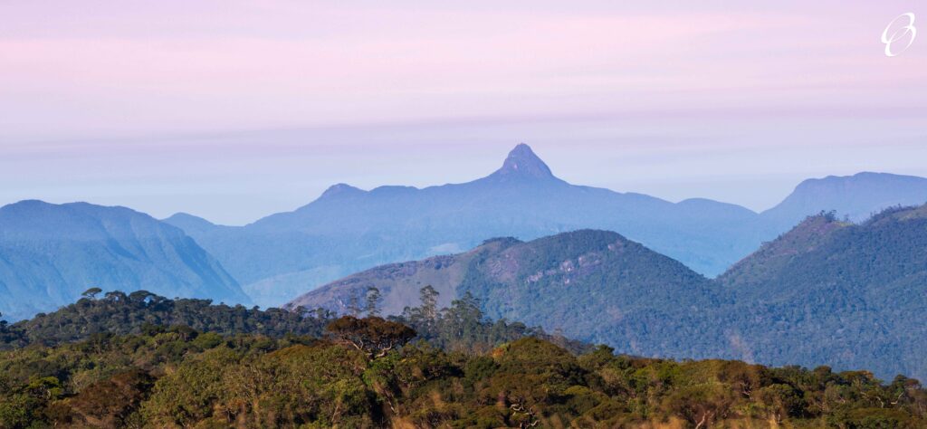 Adams peak sacred mountain scenic landscape photograph from the Horton plains national park.