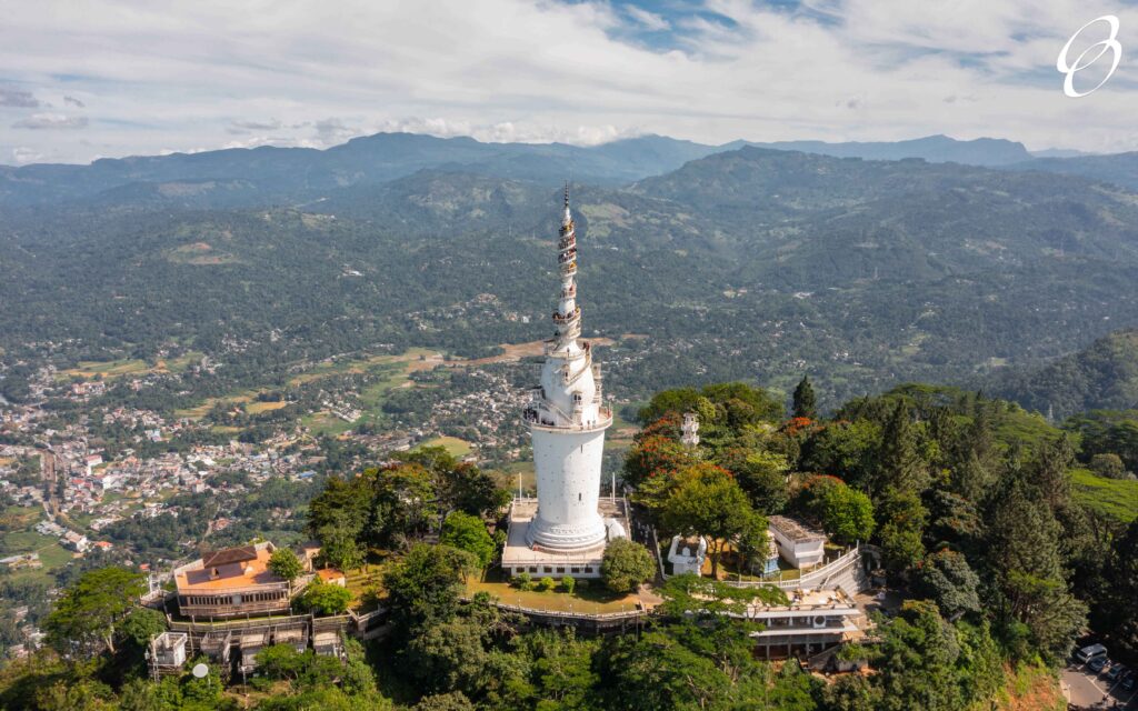 Aerial view of Ambuluwawa Tower in Sri Lanka