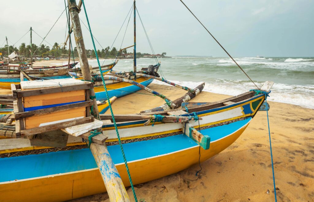 Fishing boat on the beach in Sri Lanka