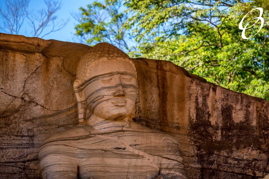 Close-up of statue of the standing Buddha in Gal Vihara. Polonnaruwa, Sri Lanka