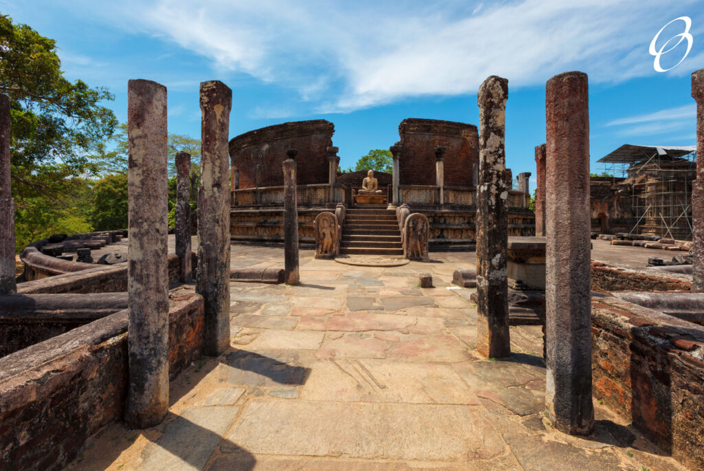 Ancient Vatadage (Buddhist stupa) in ancient city Pollonaruwa in Quadrangle group, Pollonaruwa, Sri Lanka