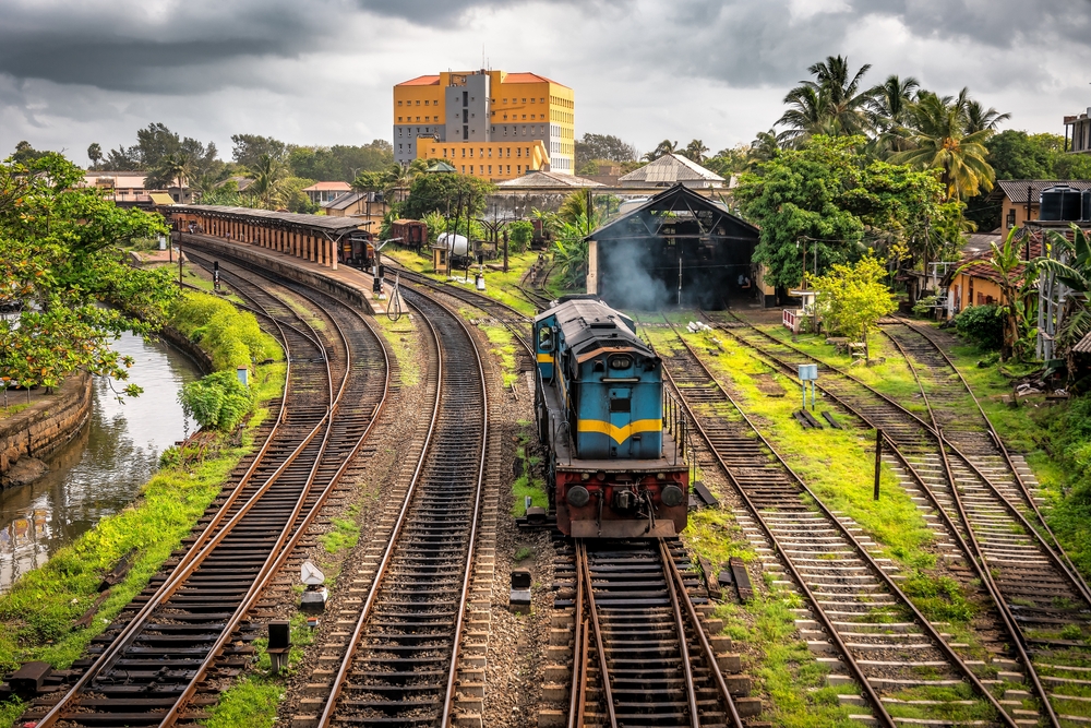 Galle.,Sri,Lanka.,Railway,Station,And,Diesel,Locomotive,On,The