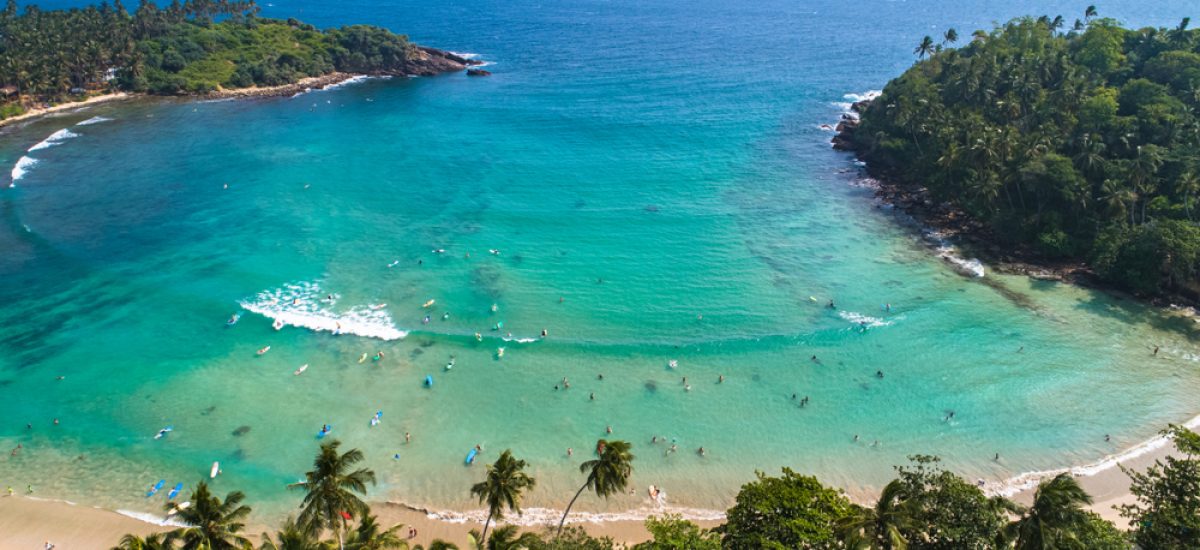 Aerial.,Surf,Beach,Hiriketiya,,Dikwella,,Sri,Lanka.